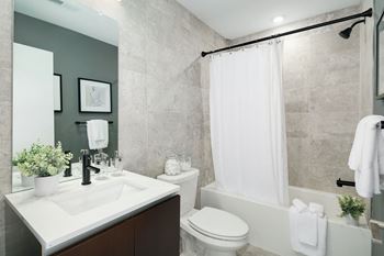 Stone texture tile in bathrooms